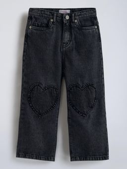 Hopscotch - Cut and Sew Heart Panel Cotton Jeans