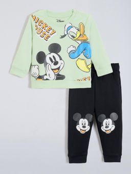 Hopscotch - Mickey and Donald Print Cotton T-Shirt and Joggers