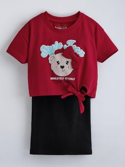 Hopscotch - Bow Applique Puppy Dress With T-Shirt