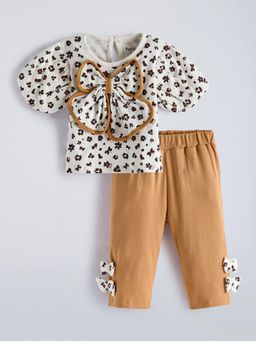 Hopscotch - Bow Applique Floral Top and Pant