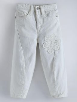 Hopscotch - Floral Applique Straight Fit Jeans