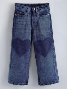 Hopscotch - Heart Fade Straight Fit Cotton Jeans