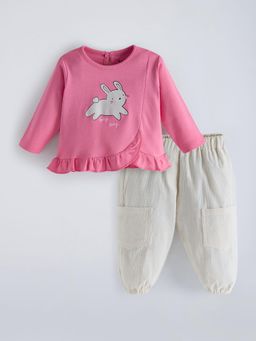 Hopscotch - Ruffled Bunny Cotton Top and Pant
