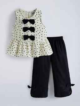 Hopscotch - Bow Applique Polka Dot Top and Pant