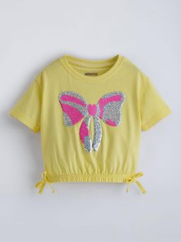 Hopscotch - Bow Reversible Sequined Cotton T-Shirt