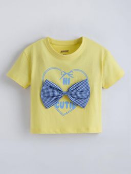 Hopscotch - Bow Applique Cotton T-Shirt