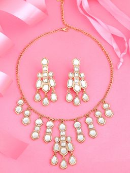 Estele - Gold Plated Splendid Necklace with Kundan for Women (Set of 2)