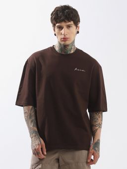 Hubberholme - Men Cotton Solid Oversized Round Neck Half Sleeves T-Shirt
