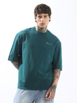Hubberholme - Men Cotton Solid Oversized Round Neck Half Sleeves T-Shirt