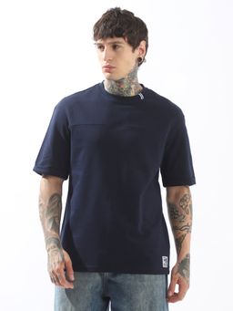 High Star - Men Cotton Solid Relaxed Fit Round Neck Half Sleeves T-Shirt