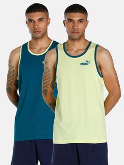 Puma - Constart Rib Mens Blue And Yellow Tank Top (pack Of 2)