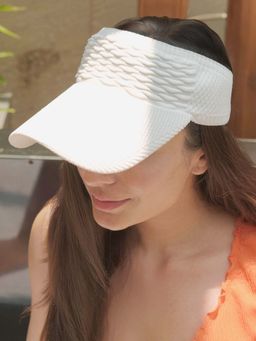 Hair Drama Co. - Ribbed Sun Visor Cap - White