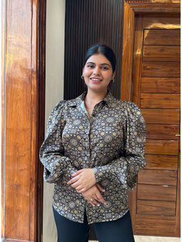 Myclo - Golden Girl Printed Multi-Color Satin Shirt