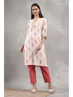 Rangriti - Women Natural Viscose Rayon Printed Straight Kurta