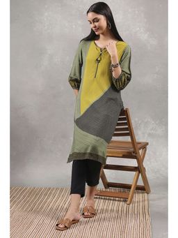 Rangriti - Women Green Viscose Rayon Printed Straight Kurta