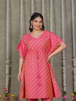 ARAMYA - Roman Silk Gold Foil Print Kaftan