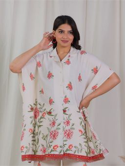 ARAMYA - Linen Cotton Placement Printed Kaftan
