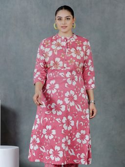 ARAMYA - Soft Cotton Floral Print Kurta