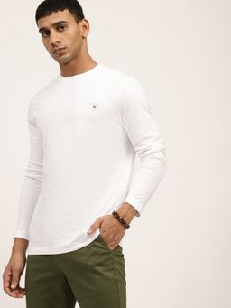 GANT - Men White Solid Regular Fit T-Shirt