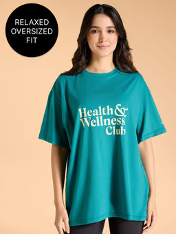 Kica - Cotton Oversized Printed Graphic T Shirt - CourtCulture Collection Green