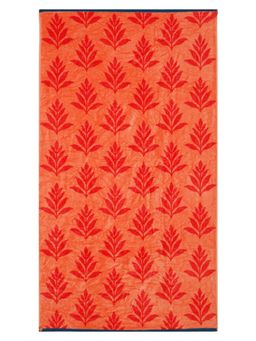 Creeva - Botanical Motif Beach Towel Sunset Red