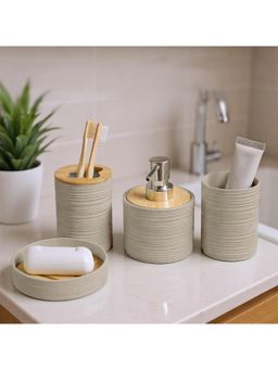 Story@Home - Bamboo Bath Set 400 Ml Liquid, Soap Dispenser (Brown)