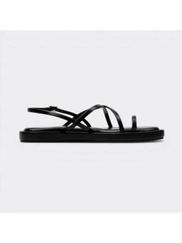 CHLLEN - Noir Black Minimal Toe-Ring Slingback Flats