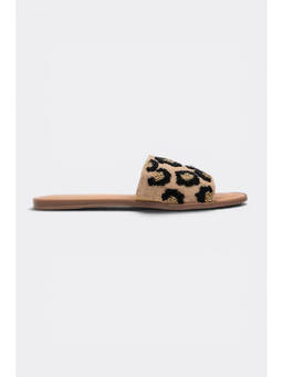 CHLLEN - Beaded Leopard Slide Flats