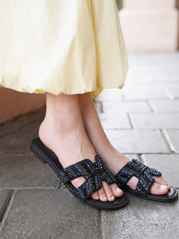 CHLLEN - Midnight Sparkle Embellished Flats