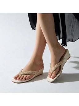 CHLLEN - Ivory Braided Crystal Strap Wedge