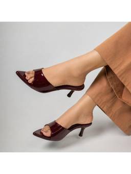 CHLLEN - Wine Gloss Open Toe Heels