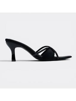 CHLLEN - Black Crystal Cross Strap Heels