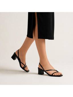 CHLLEN - Black Noir Minimal Strap Slingback Heels