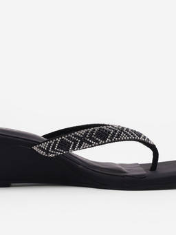 CHLLEN - Black Midnight Ritz Wedge Heels