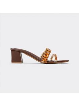 CHLLEN - Brown Ember Crystal Strap Block Heels