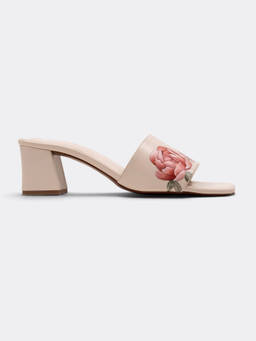 CHLLEN - Wildbloom Peony Serpent Hand-Painted Ivory Block Heel