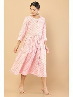 Soch - Women Pink Rayon Printed Kurta