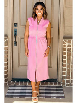 Errabelly - Pink Solid Viscose A-Line Dress