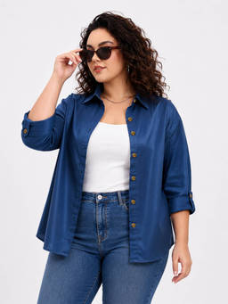 Martini - Blue Solid Lyocell Regular Shirt
