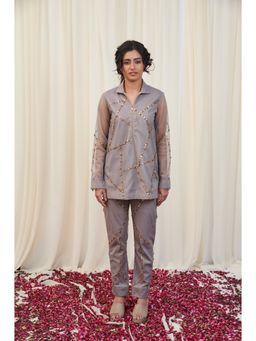 RIRASA - Taupe Shikaram Embellished Co-Ord (Set of 2)