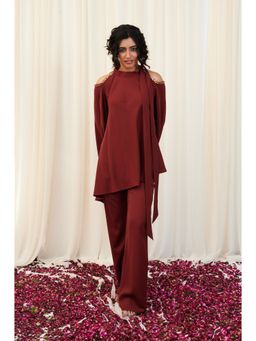 RIRASA - Maroon Paash Embellished Detail Co-Ord (Set of 2)