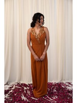 RIRASA - Mustard Georgette Maxi Dress