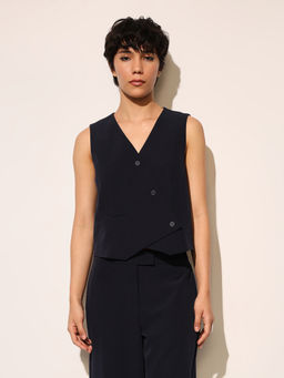 ONLY - Women Black Tailored Fit Solid Waistcoat
