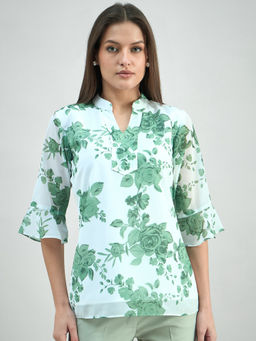 Powersutra - Women White Floral Printed Top