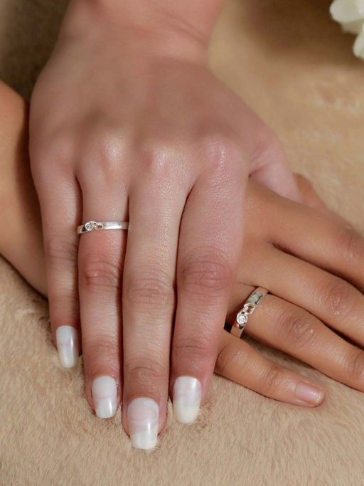 Priyaasi Sheer By Sparkling Forever Heart Sterling Silver Couple Rings