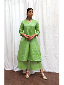 Chidiyaa - Harita Handwoven Cotton Zari Kurta & Palazzo (Set of 2)