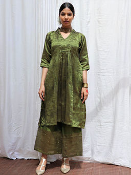 Chidiyaa - Prithvi Handwoven Cotton Zari Kurta & Palazzo (Set of 2)