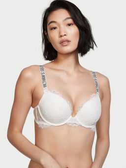 Victoria's Secret - White Very Sexy Shine Strap Lace Push-Up Bra (38D)