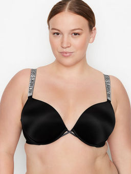 Victoria's Secret - Black Very Sexy Bombshell Add-2-Cups Shine Strap Push-Up Bra (38D)