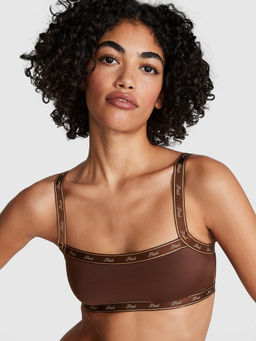 Victoria's Secret - Pink Micro Logo Straight-Neck Brown T-Shirt Bra
